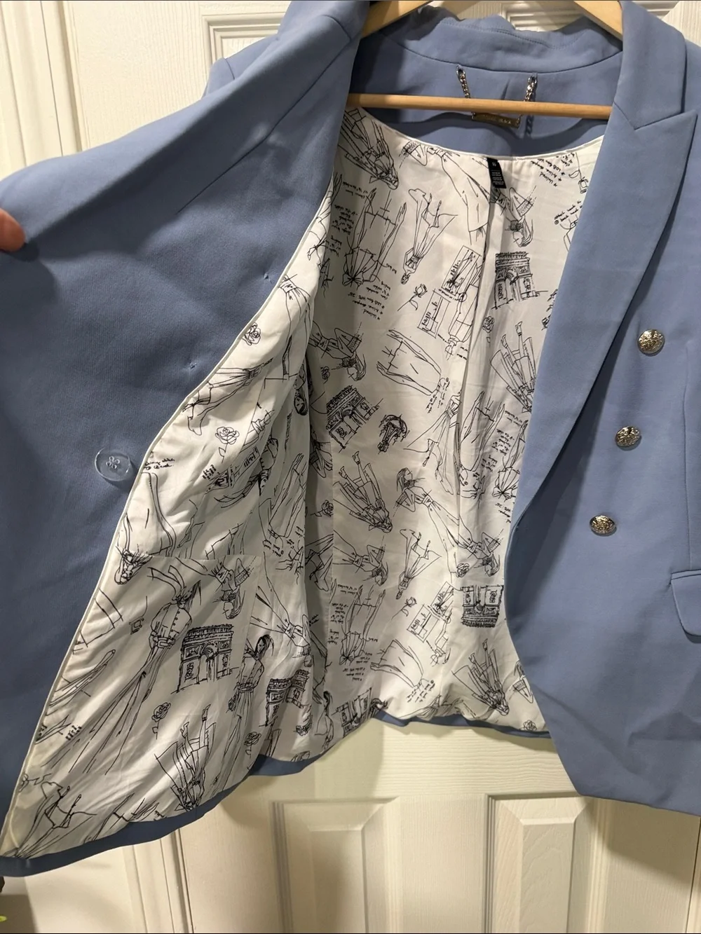 White House Black Market Double-Breasted Powder Blue Blazer